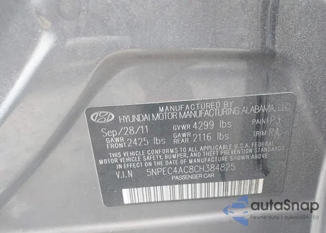 2012 Hyundai Sonata Se из США, поврежденный, VIN 5NPEC4AC8CH384825